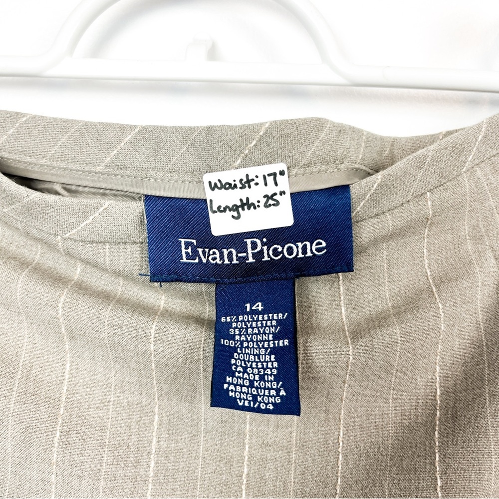 Evan Picone Tan/Grey Pin Striped Pencil Skirt - Picture 2 of 6